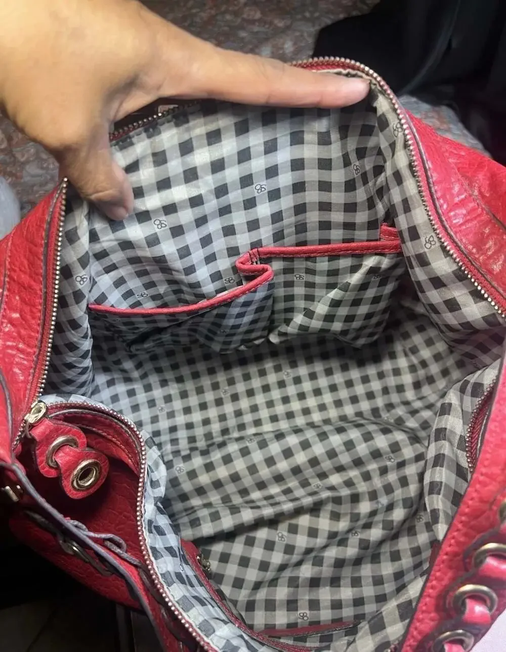 Jessica Simpson Red Textured Leather Hobo Shoulder Bag with Braided Strap